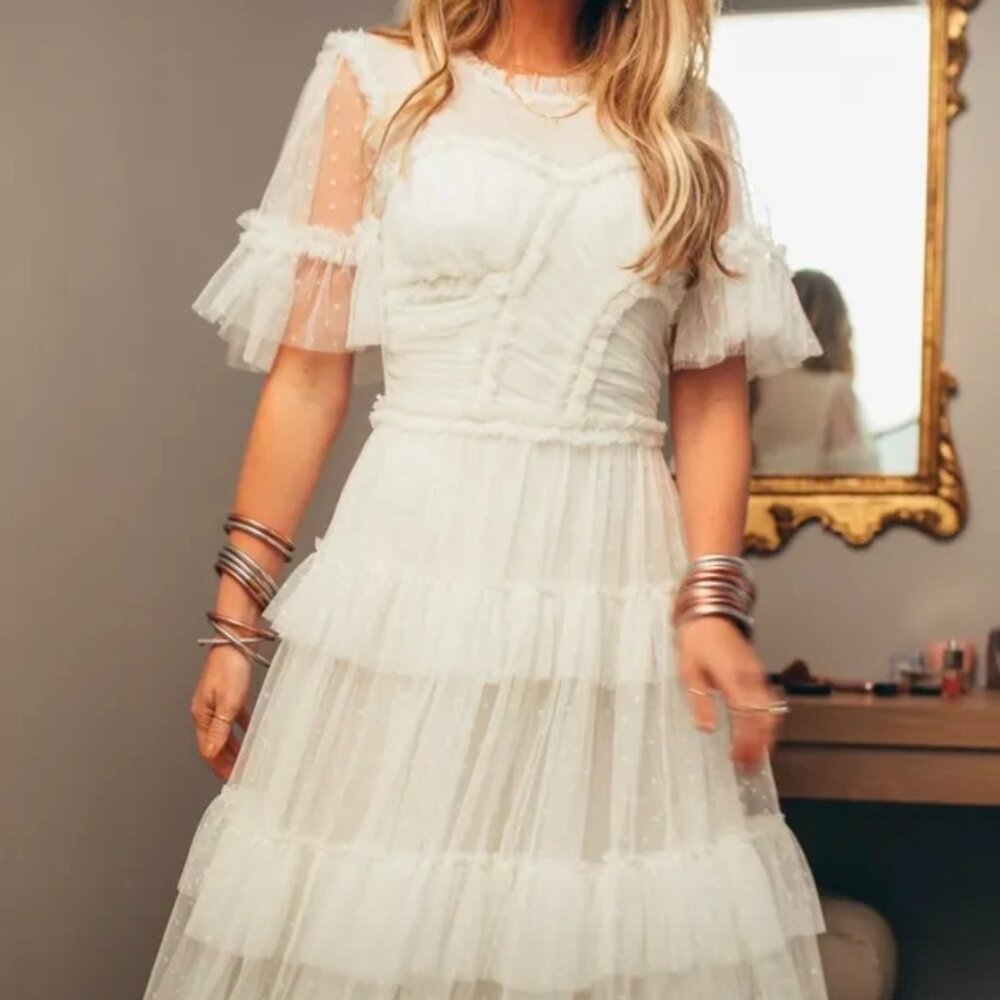 Ivy City Whimsical Dress in White 4x and 5x